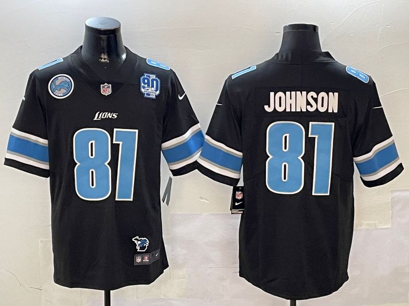 Men Detroit Lions #81 Johnson Black Second generation 2024 Nike Limited NFL Jersey style 5